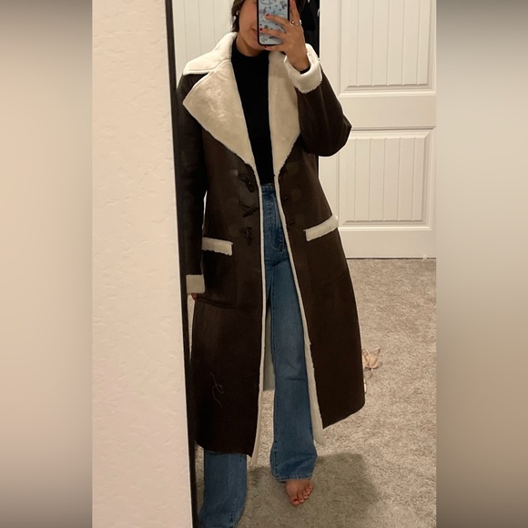 NWT WeWorewhat SUEDE BONDED FAUX FUR TRENCH COAT - Picture 7 of 7